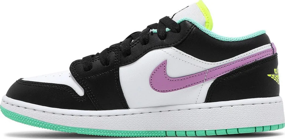 Air Jordan 1 Low 'Green Glow Violet Shock' (GS) (Size UK4.5/US5Y)