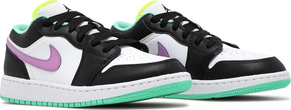 Air Jordan 1 Low 'Green Glow Violet Shock' (GS) (Size UK4.5/US5Y)