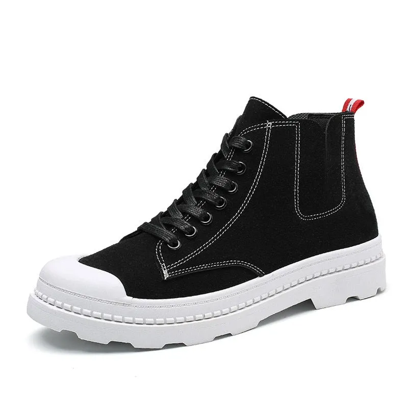 Autumn Korean-style Trend Versatile High-top Board Shoe Men Casual Leather Shoe Winter England Workwear Martin Ankle Boots