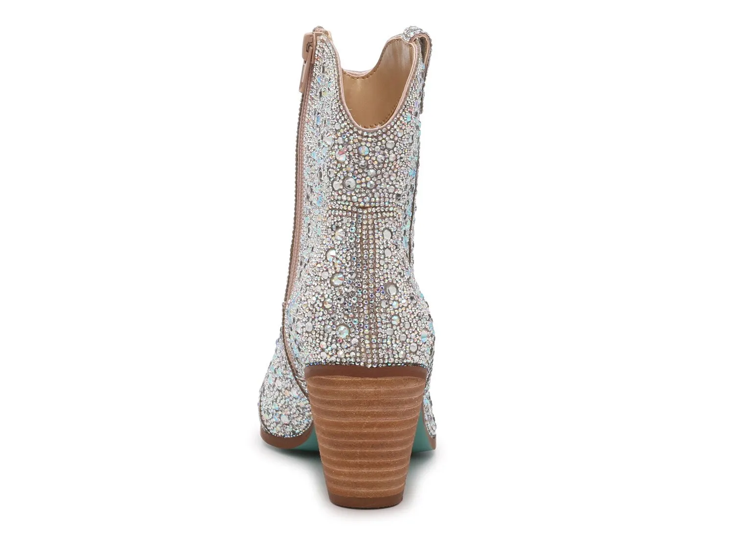 Betsey Johnson Emory Rhinestone Western Boot, Metallic Silver