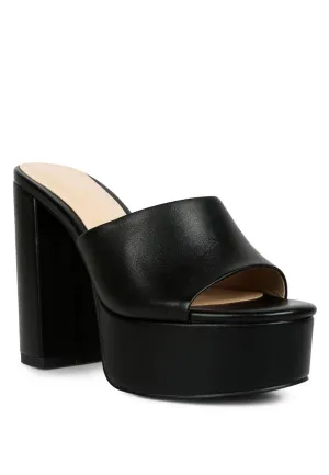 Black Shuri Open Toe High Block Heel Sandals