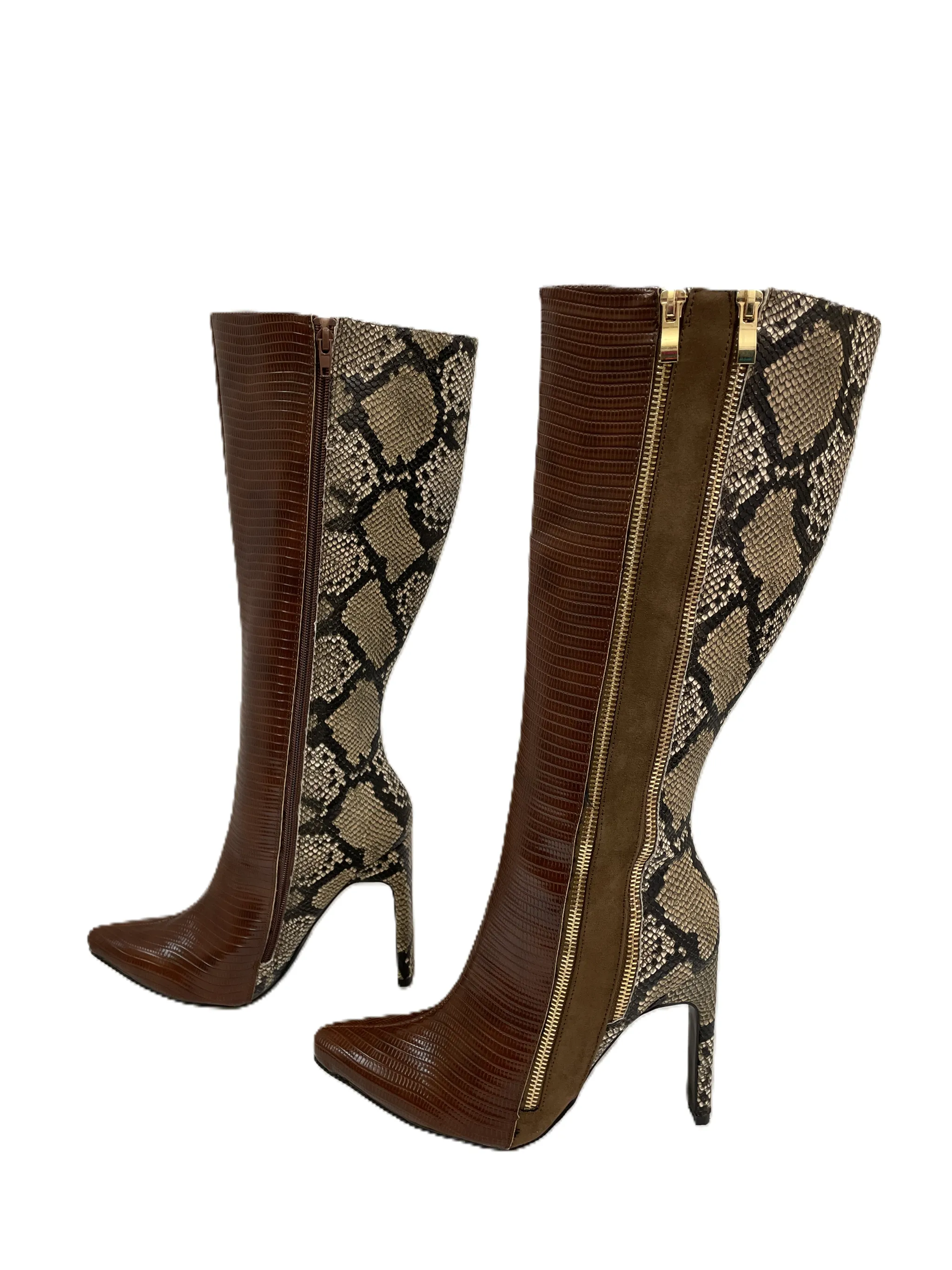 Boots Knee Heels By Shoedazzle In Brown, Size: 7