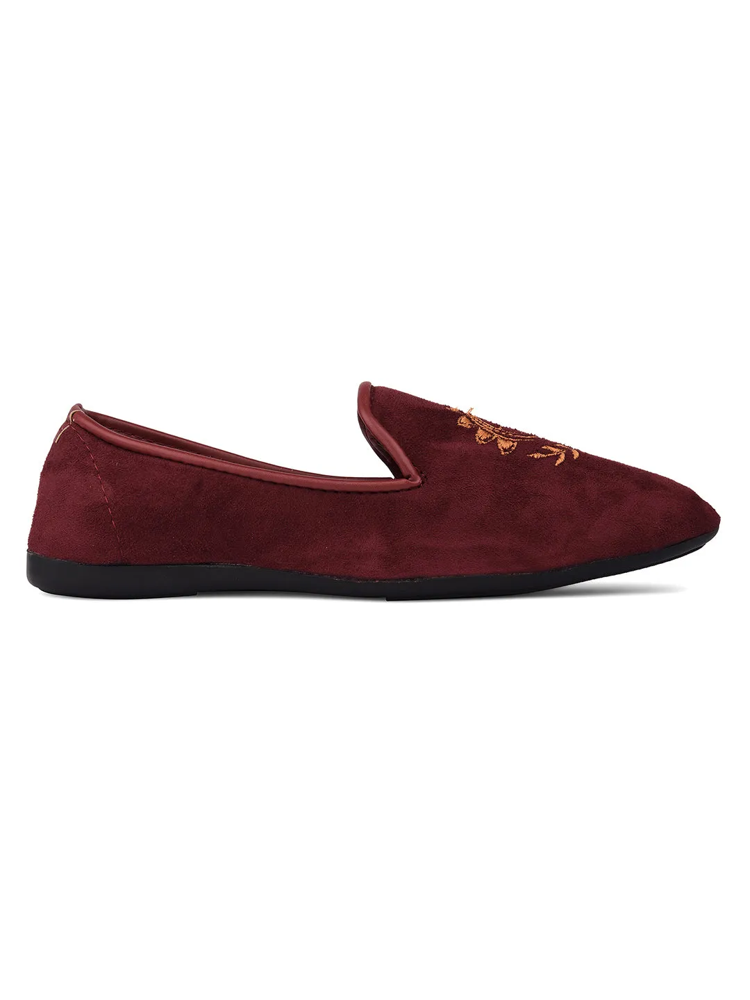 DESI COLOUR Mens Burgundy Ethnic Footwear/Punjabi Jutti