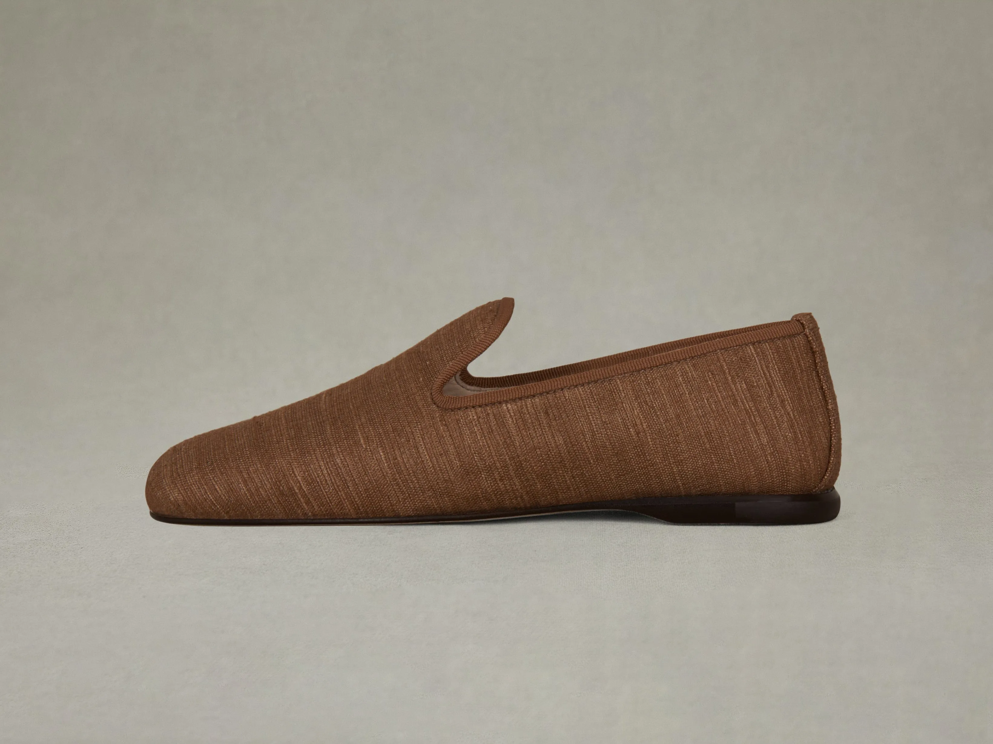 Fenice Loafers in Sirocco Silk and Gros Grain