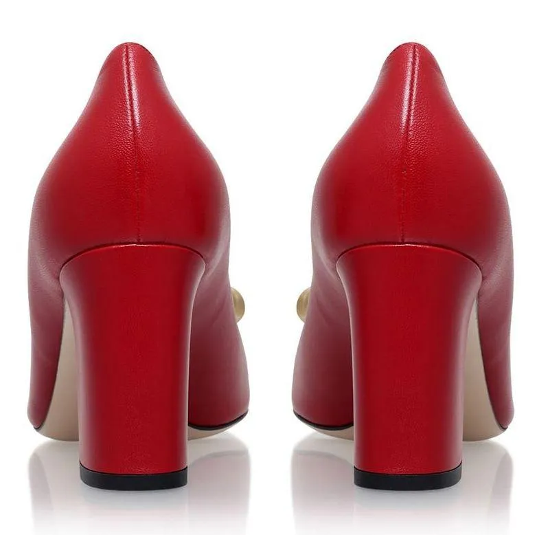 'Finnlay' Blocked Heel Pump-Red