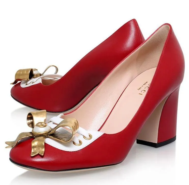 'Finnlay' Blocked Heel Pump-Red