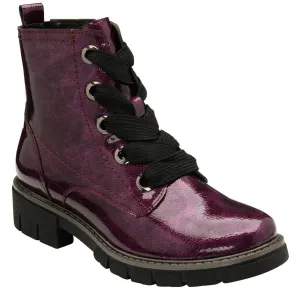Lotus JoJo Ladies Purple Patent Zip & Lace Ankle Boots