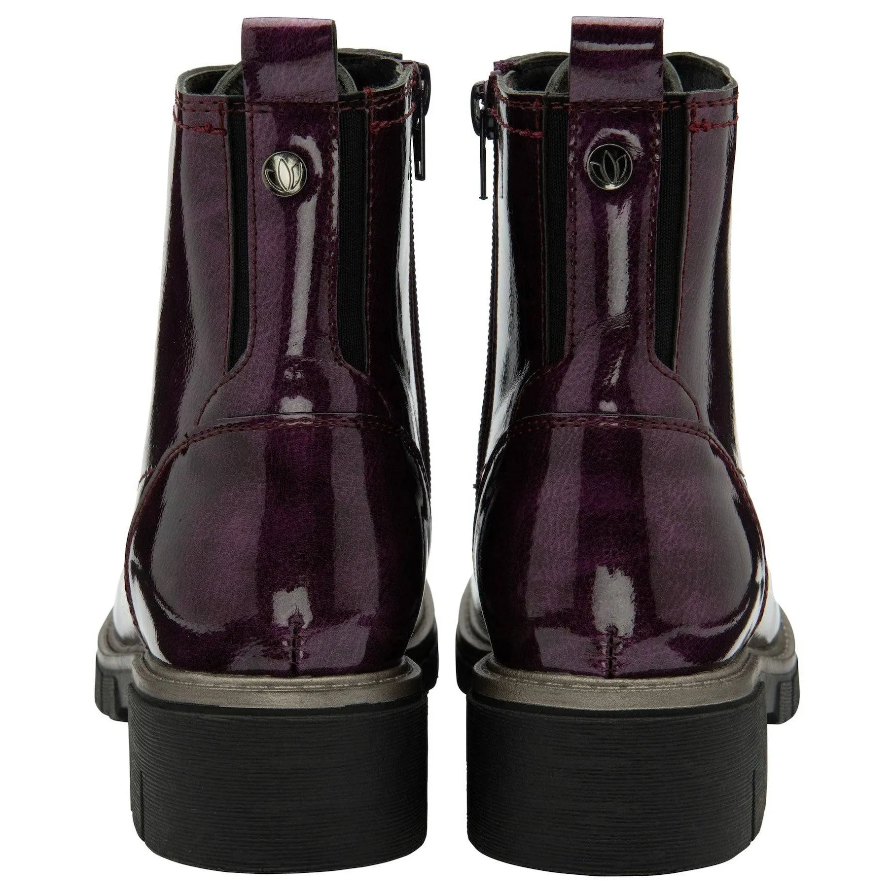 Lotus JoJo Ladies Purple Patent Zip & Lace Ankle Boots