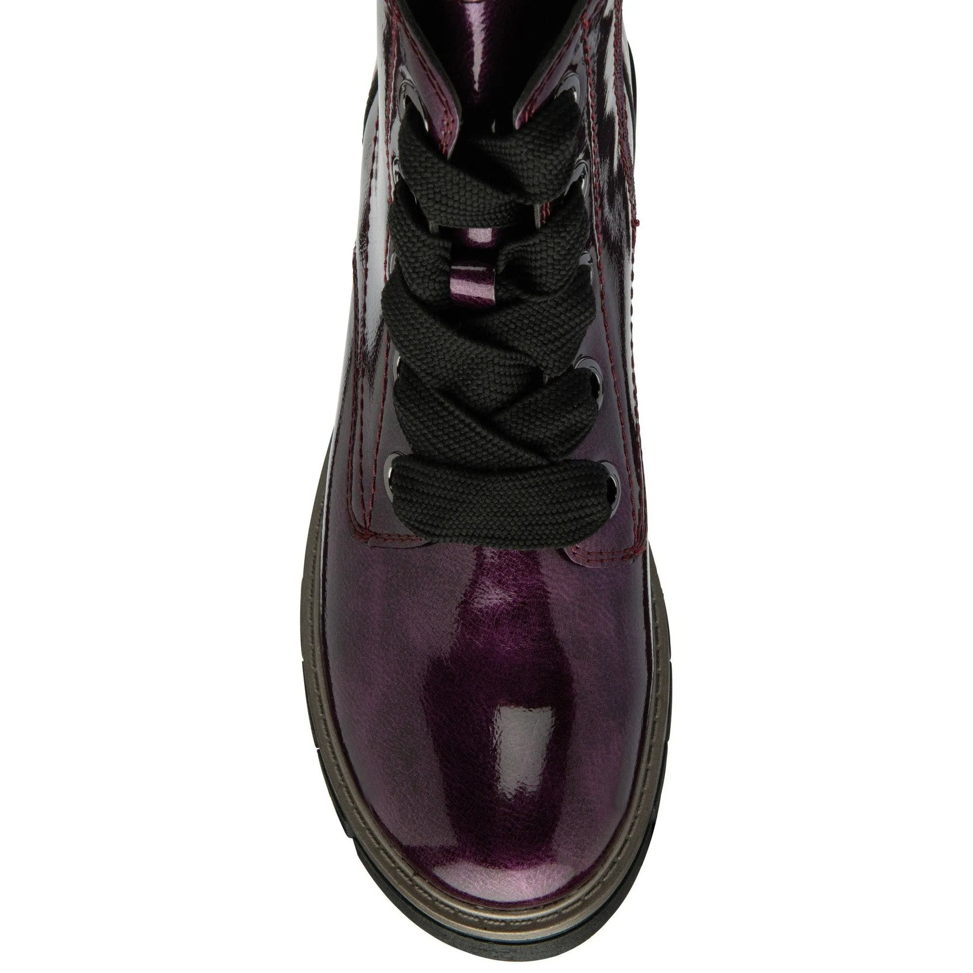 Lotus JoJo Ladies Purple Patent Zip & Lace Ankle Boots