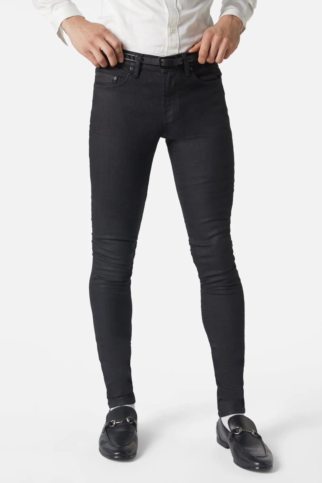 Skinny-Fit Black Wax Jean