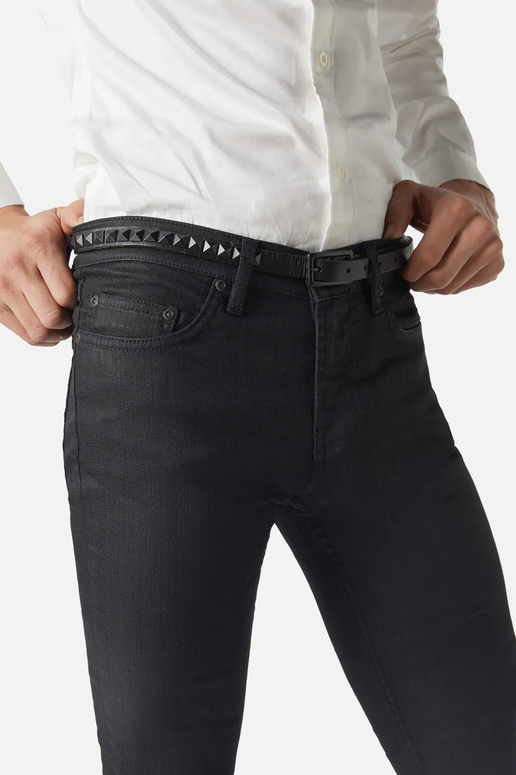 Skinny-Fit Black Wax Jean