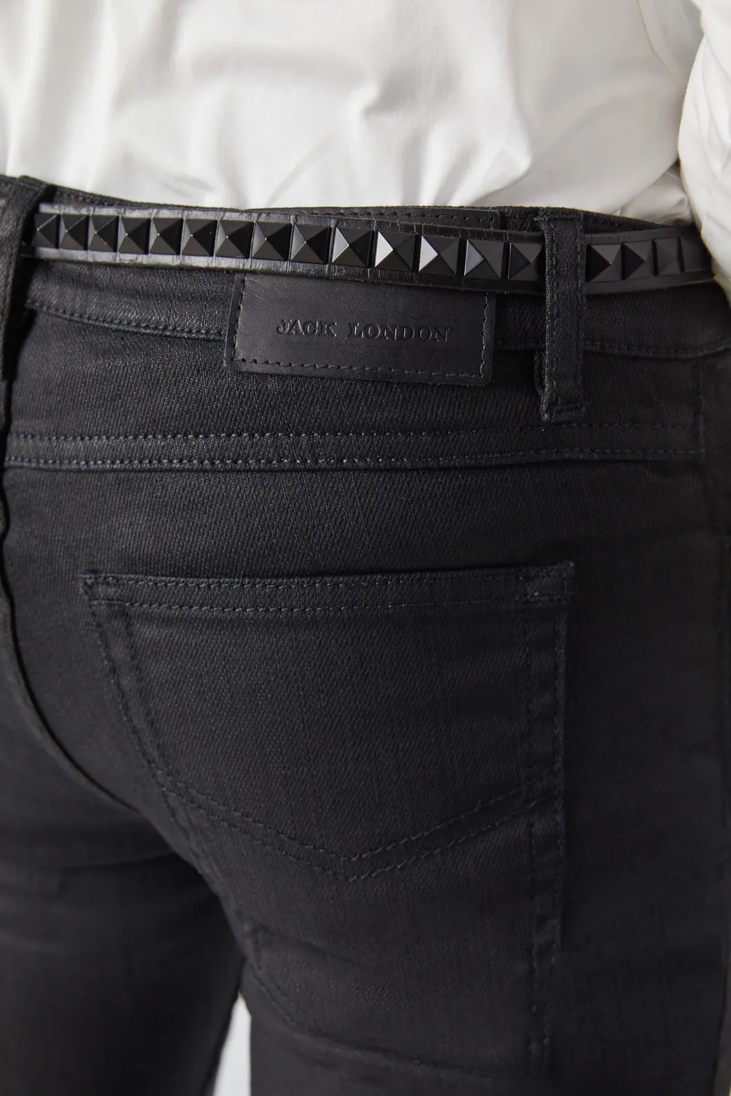 Skinny-Fit Black Wax Jean