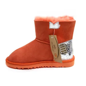 Snake Print Mini Ugg Boot - Saffron