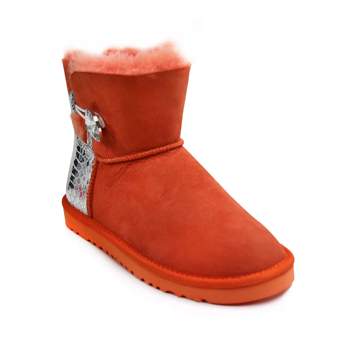 Snake Print Mini Ugg Boot - Saffron
