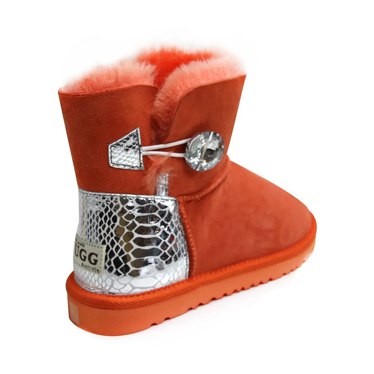 Snake Print Mini Ugg Boot - Saffron