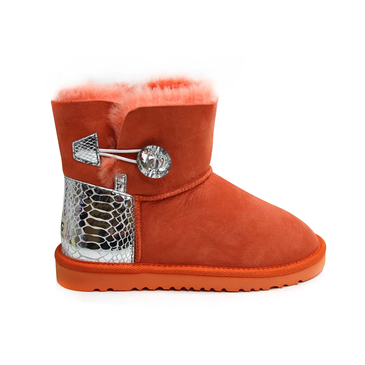 Snake Print Mini Ugg Boot - Saffron
