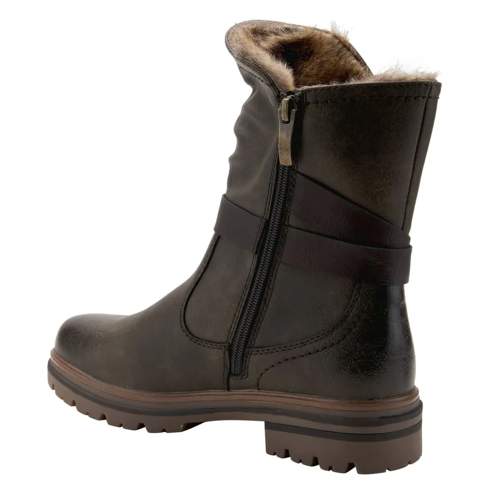 Spring Step Shoes Francala Women's Moto Chic Leather and Fur Boots