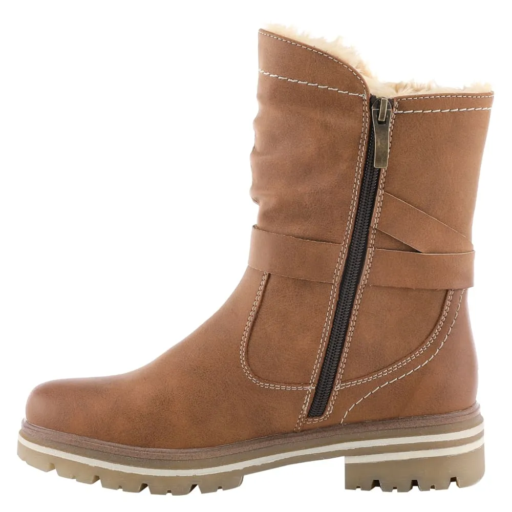 Spring Step Shoes Francala Women's Moto Chic Leather and Fur Boots