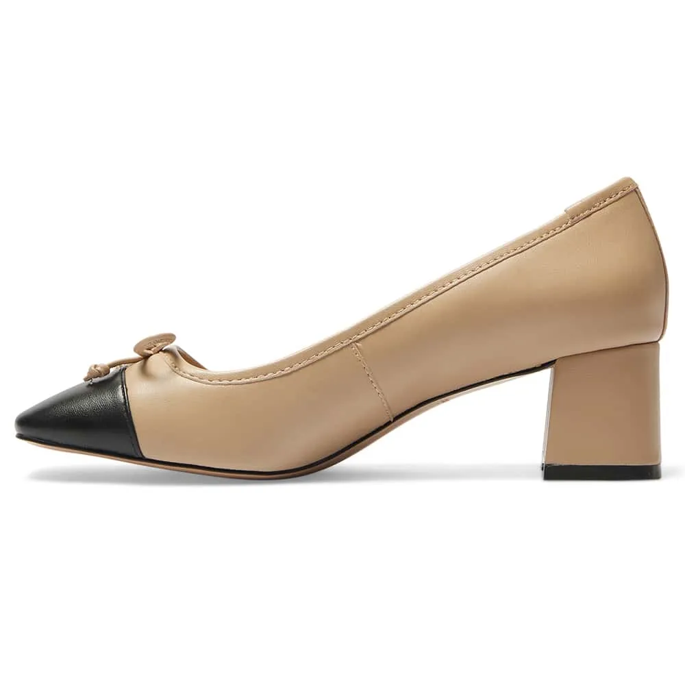 Talia Heel in Black And Camel Leather