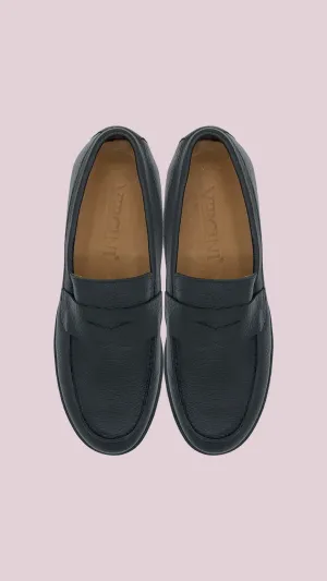 Vercini Men's Classic Leather Loafers in Black